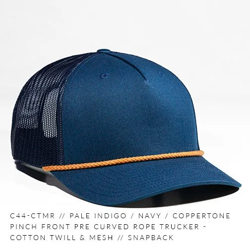 c44-CTMR // Pre Curved Pinch Rope Trucker Hat - Cotton Twill